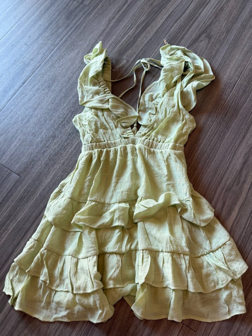 Ruffle V-neck Tiered Mini Dress